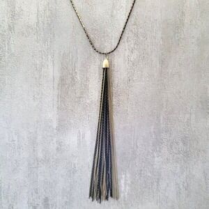 Black and Goldtone 31" Necklace with 6" Black and Goldtone Tassel
